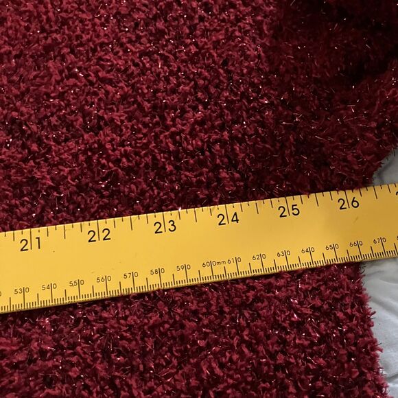 Ava & Viv Plus Size 1X Fuzzy Metallic Burgundy V Neck Sweater sparkles holiday - Picture 13 of 15